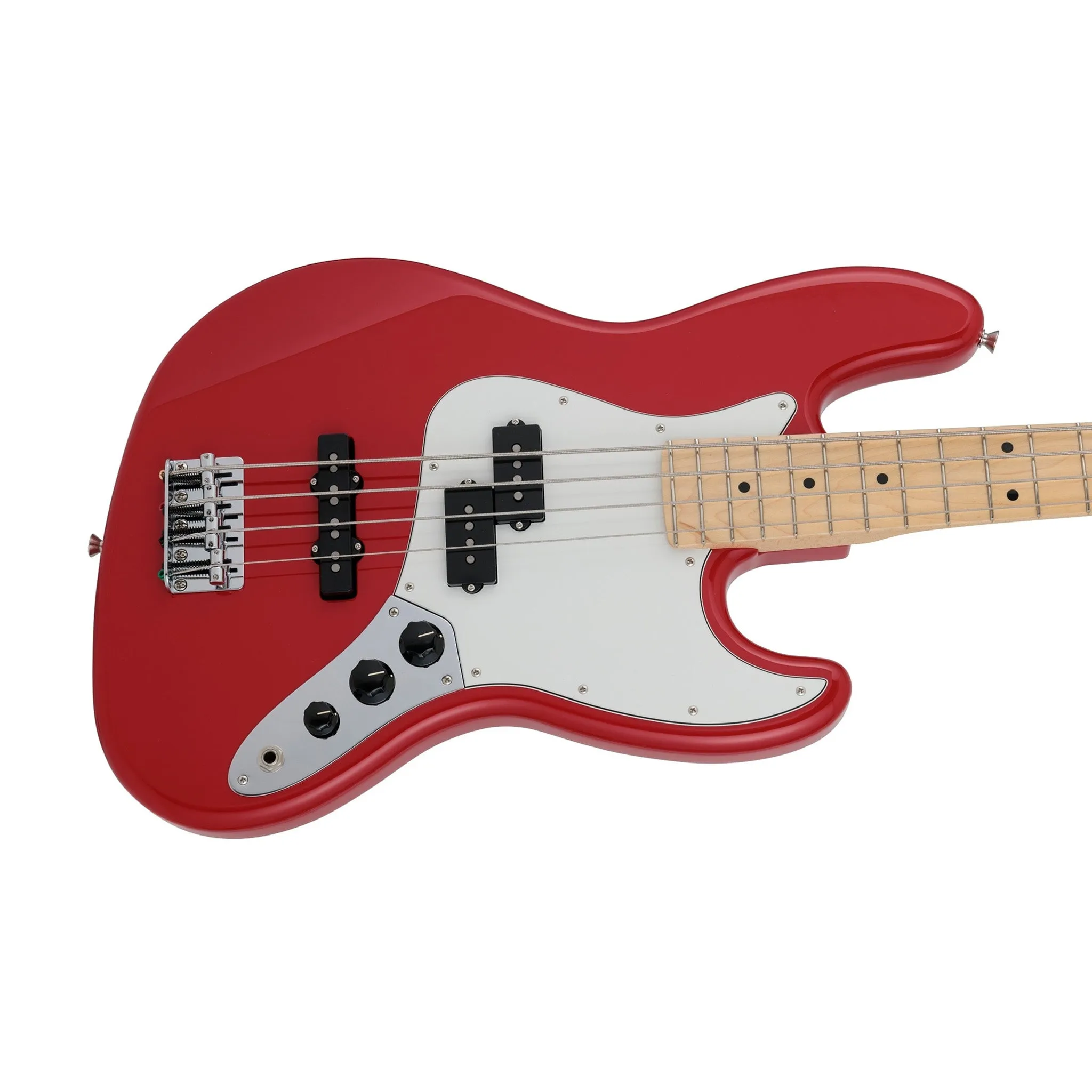 Fender Japan Hybrid II Jazz Bass PJ Guitar, Maple FB, Modena Red