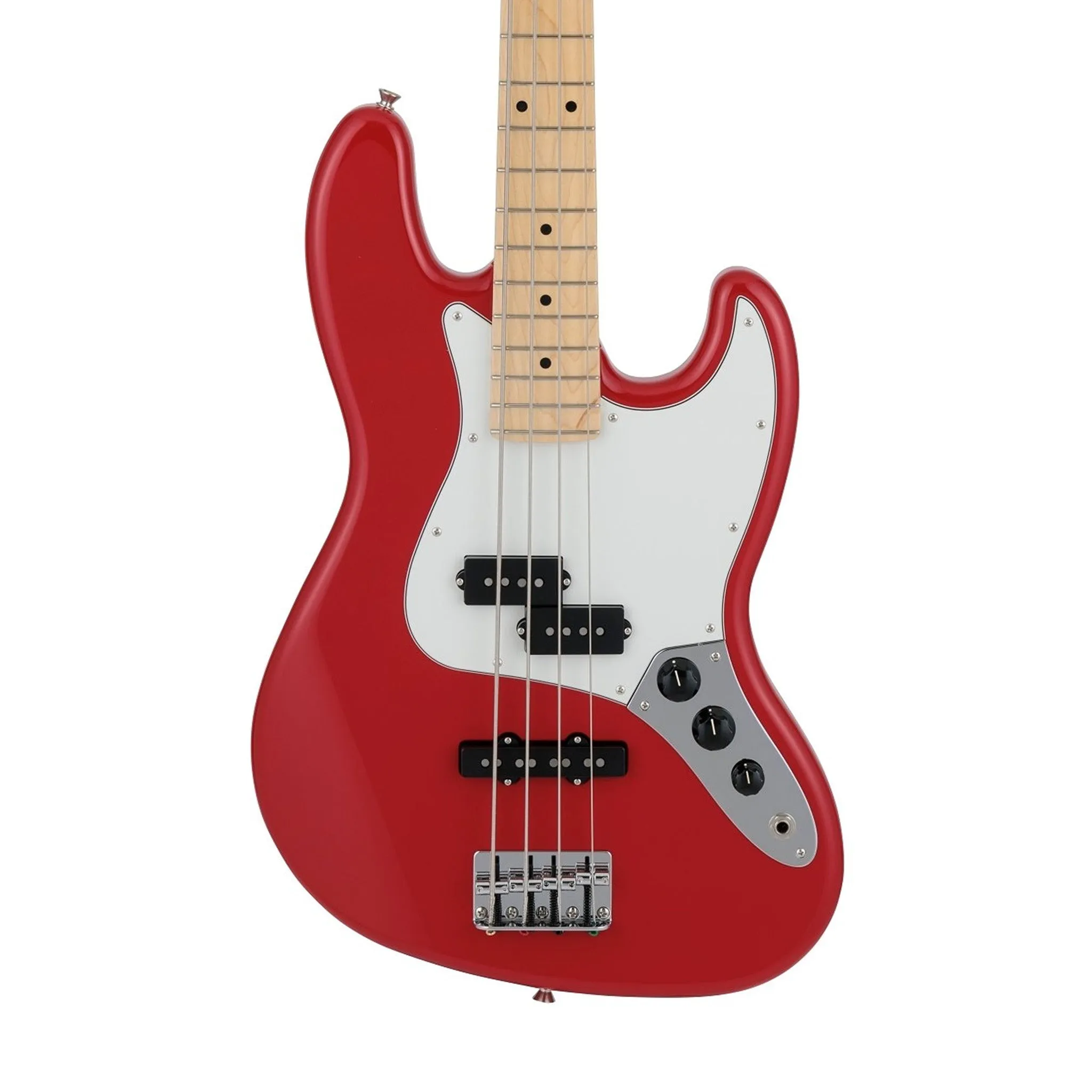 Fender Japan Hybrid II Jazz Bass PJ Guitar, Maple FB, Modena Red