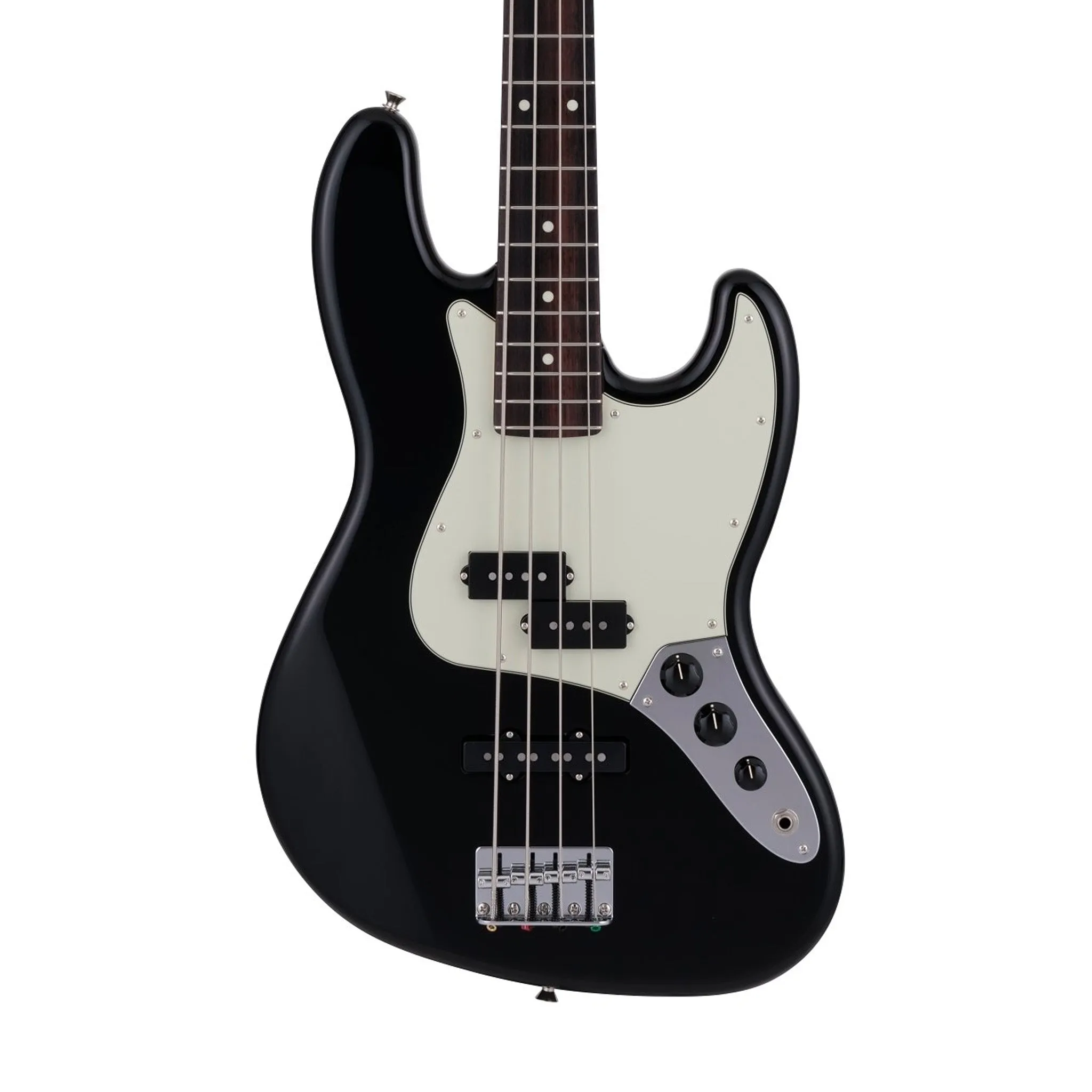 Fender Japan Hybrid II Jazz Bass PJ Guitar, RW FB, Black