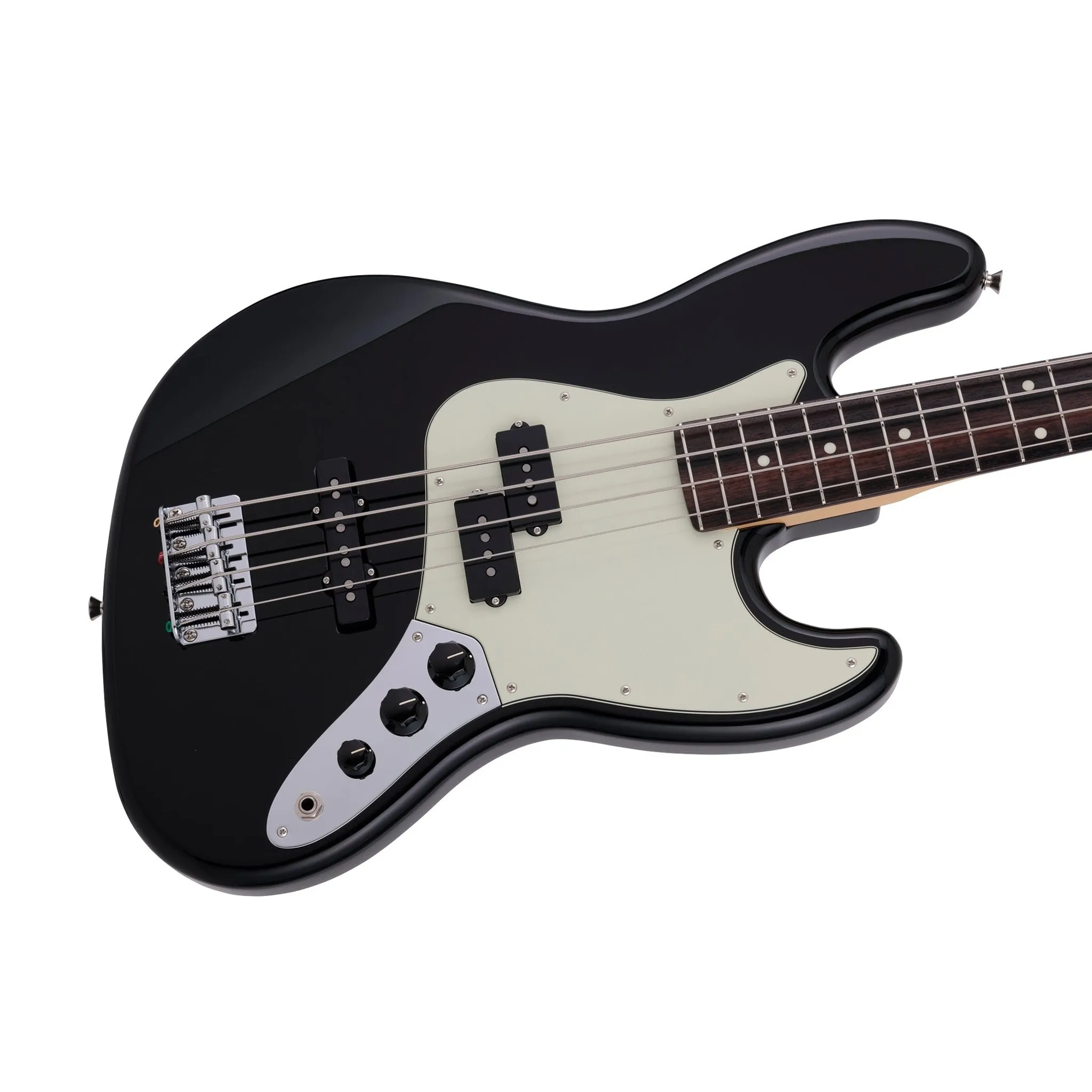 Fender Japan Hybrid II Jazz Bass PJ Guitar, RW FB, Black