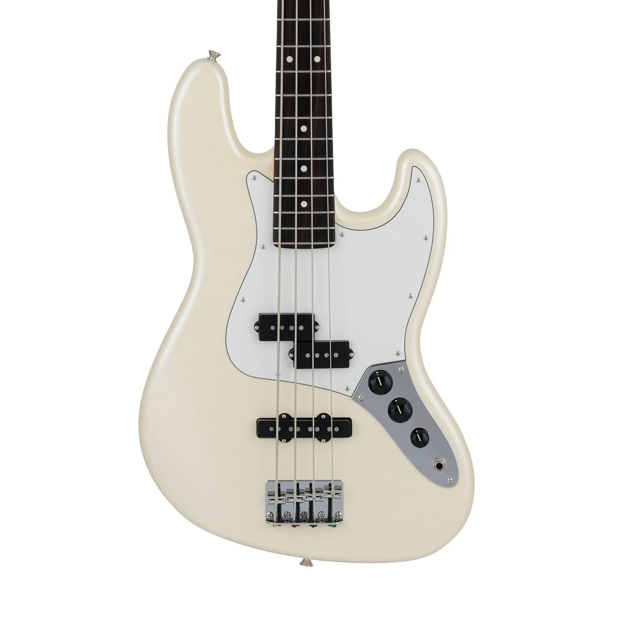 Fender Japan Hybrid II Jazz Bass PJ Guitar, RW FB, Olympic Pearl