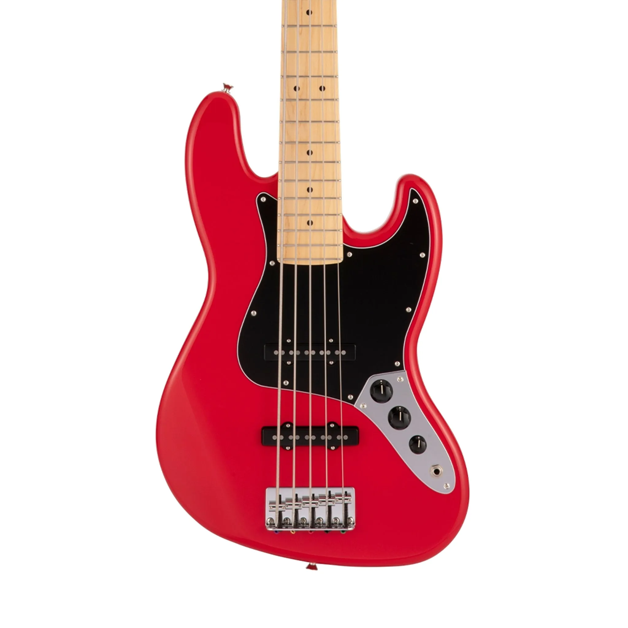 Fender Japan Hybrid II Jazz Bass V Guitar, Maple FB, Modena Red