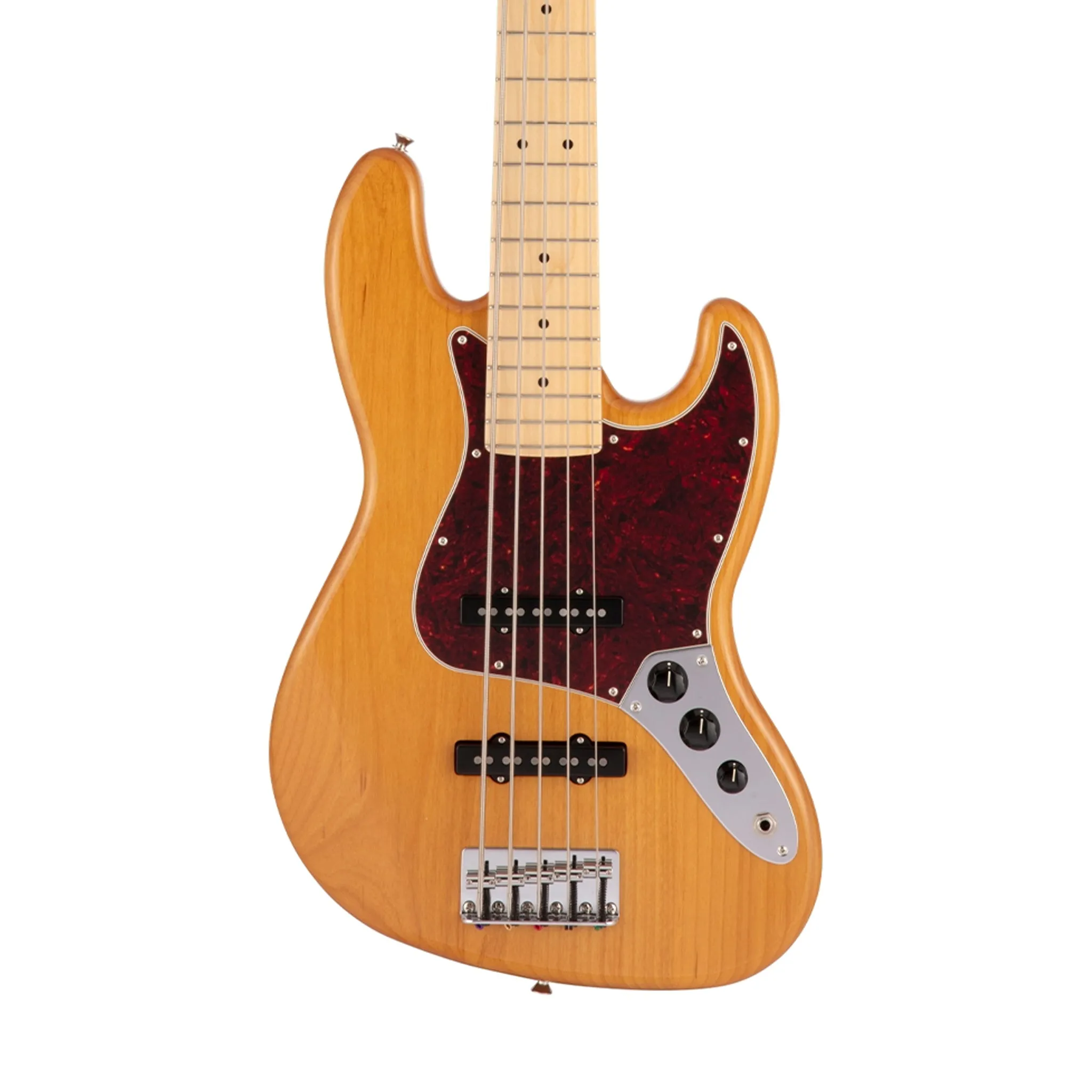 Fender Japan Hybrid II Jazz Bass V Guitar, Maple FB, Vintage Natural