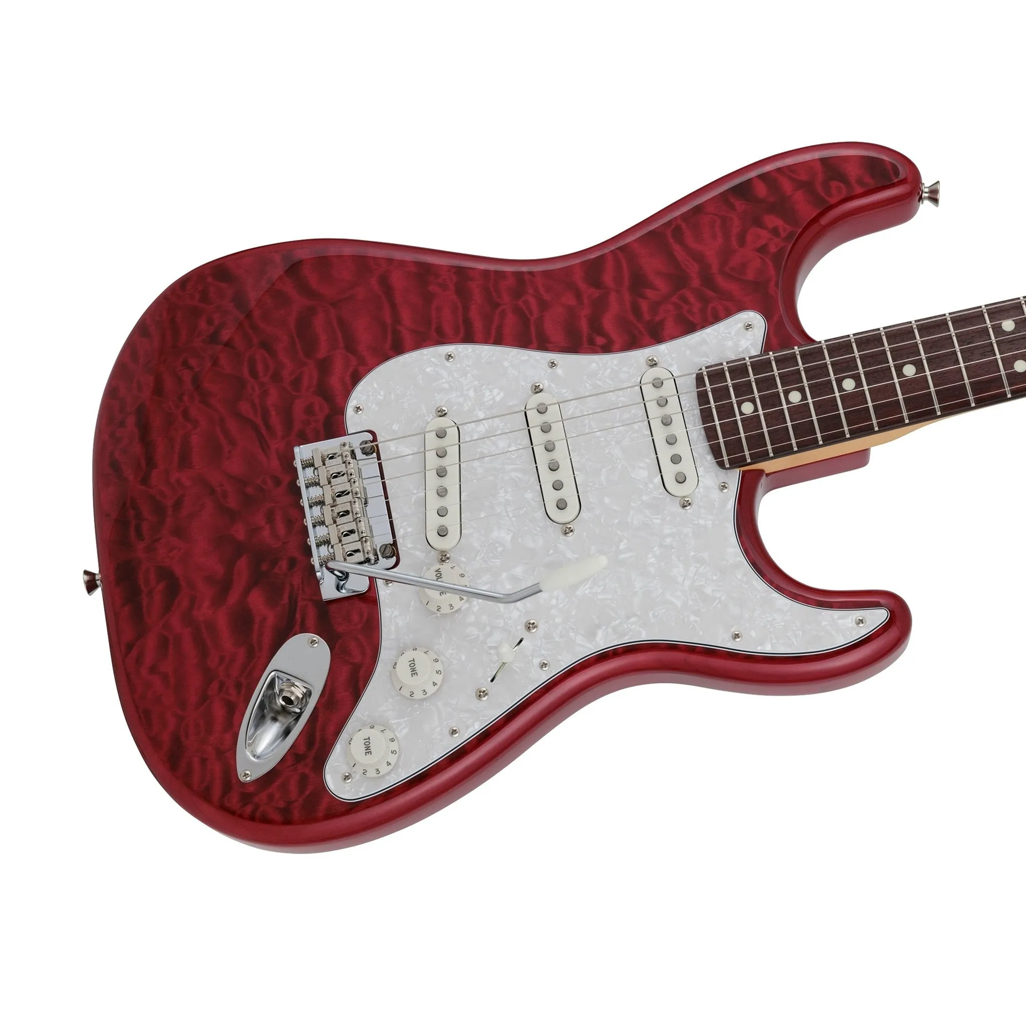 Fender Japan Hybrid II Ltd Ed Stratocaster Electric Guitar w/Quilt Maple Top, RW FB, Red Beryl