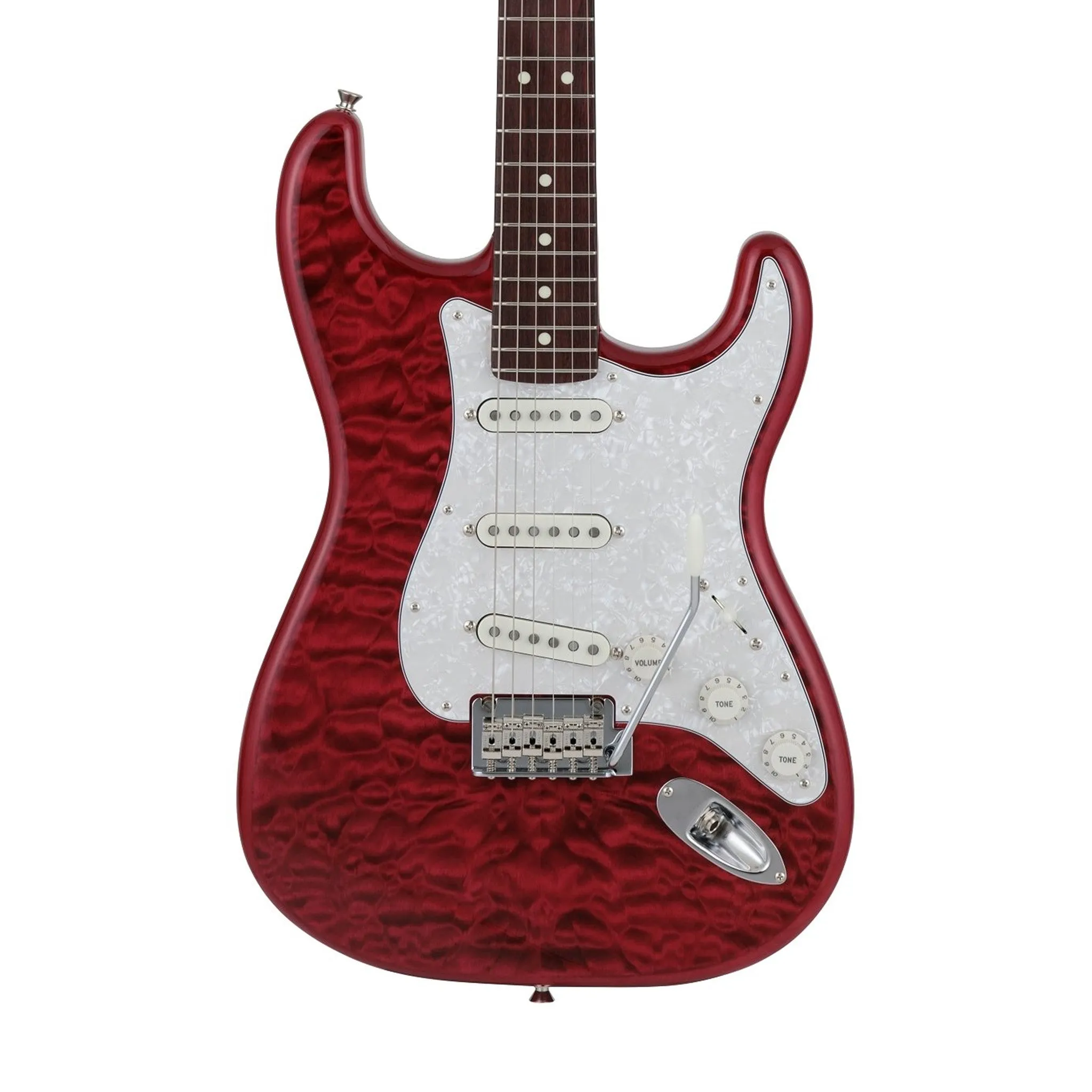 Fender Japan Hybrid II Ltd Ed Stratocaster Electric Guitar w/Quilt Maple Top, RW FB, Red Beryl