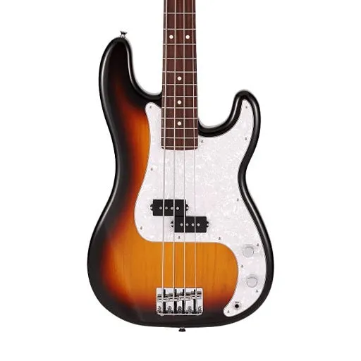 Fender Japan Hybrid II Precision Bass Guitar, RW FB, Mystic 3-Tone Sunburst
