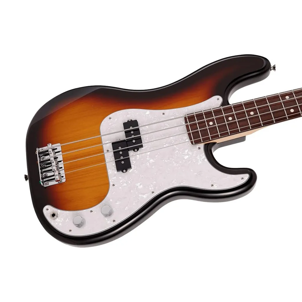 Fender Japan Hybrid II Precision Bass Guitar, RW FB, Mystic 3-Tone Sunburst