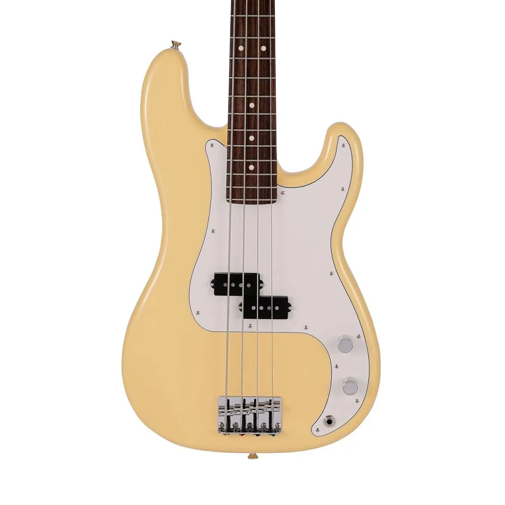 Fender Japan Hybrid II Precision Bass Guitar, RW FB, Vintage White