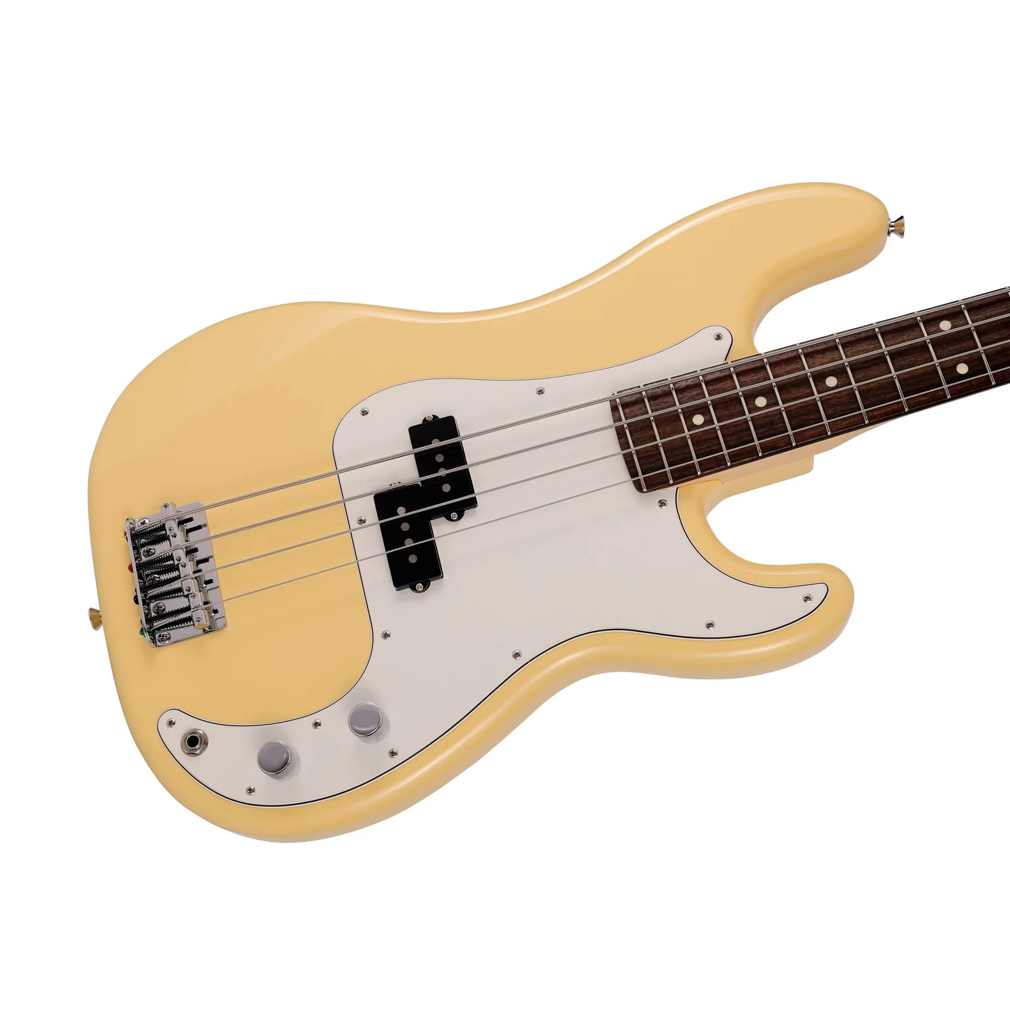 Fender Japan Hybrid II Precision Bass Guitar, RW FB, Vintage White