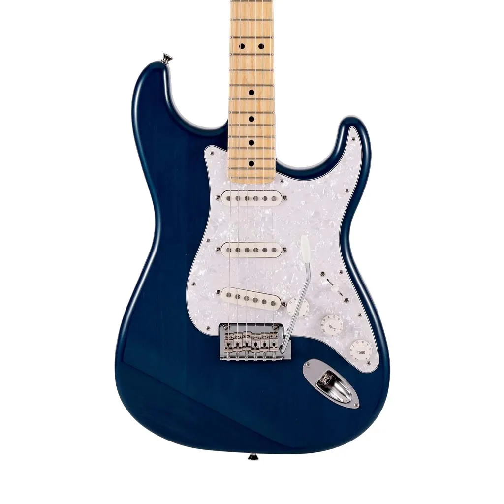 Fender Japan Hybrid II Stratocaster Electric Guitar, Maple FB, Indigo Transparent