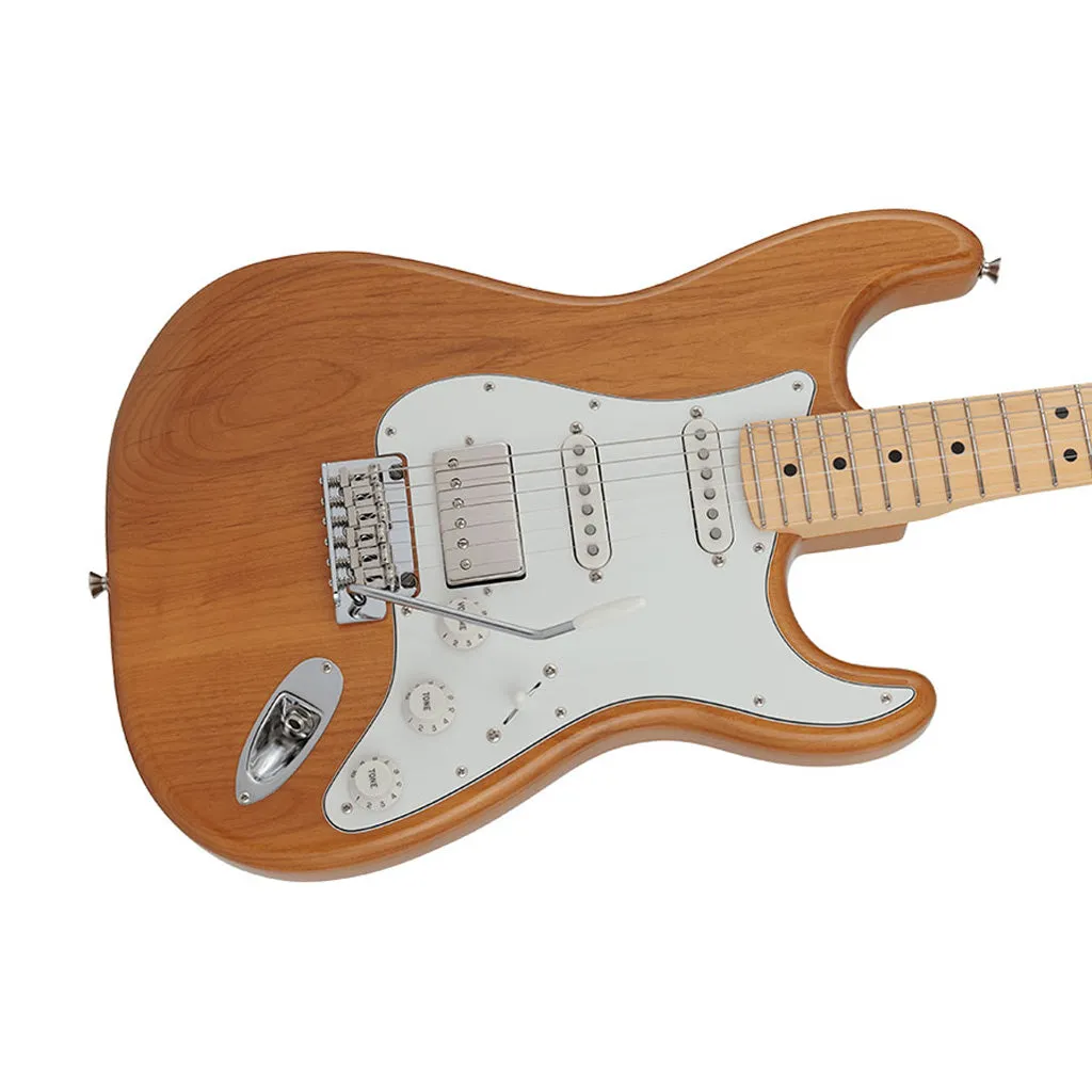 Fender Japan Hybrid II Stratocaster HSS Electric Guitar, Maple FB, Vintage Natural