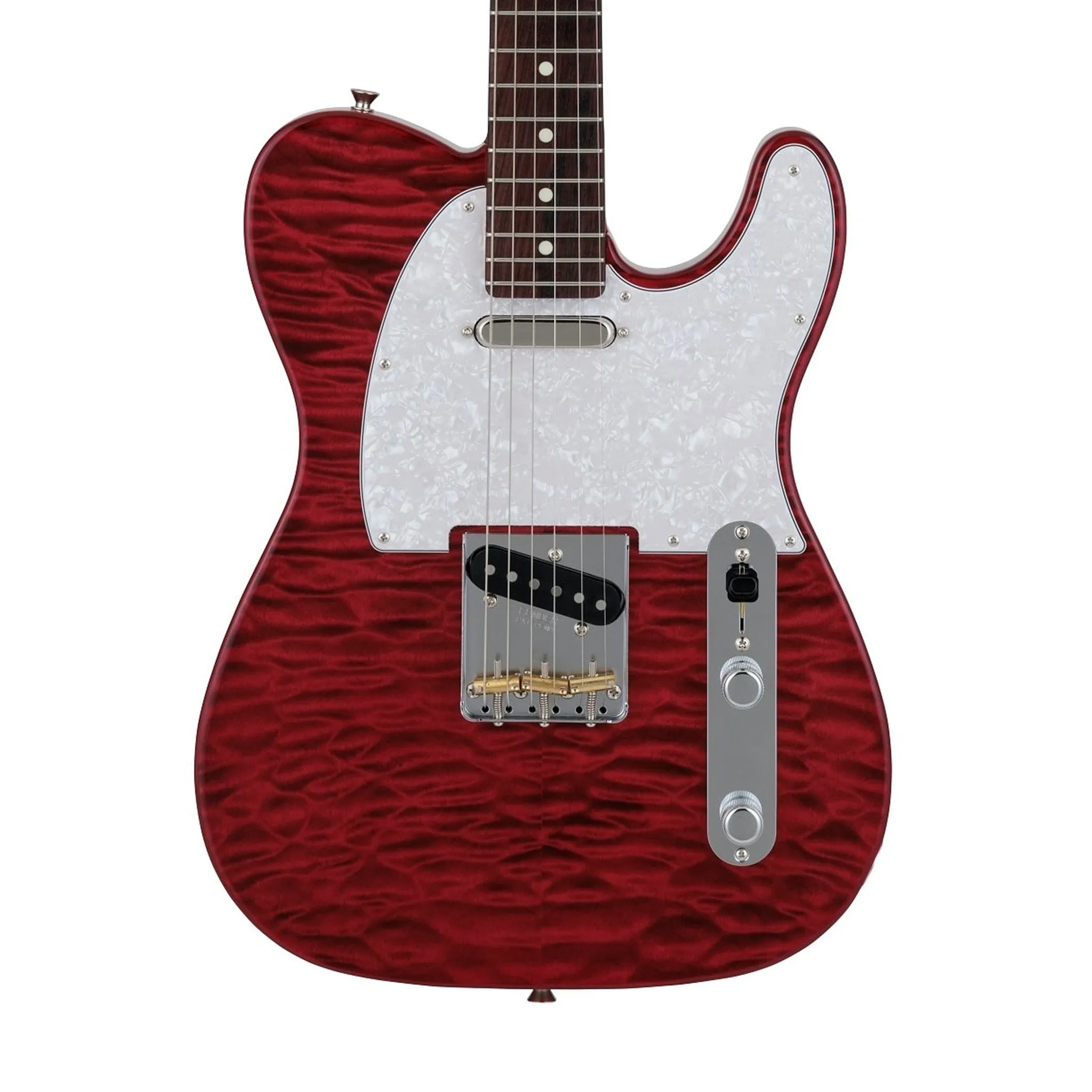 Fender Japan Hybrid II Telecaster Electric Guitar w/Quilt Maple Top, RW FB, Red Beryl