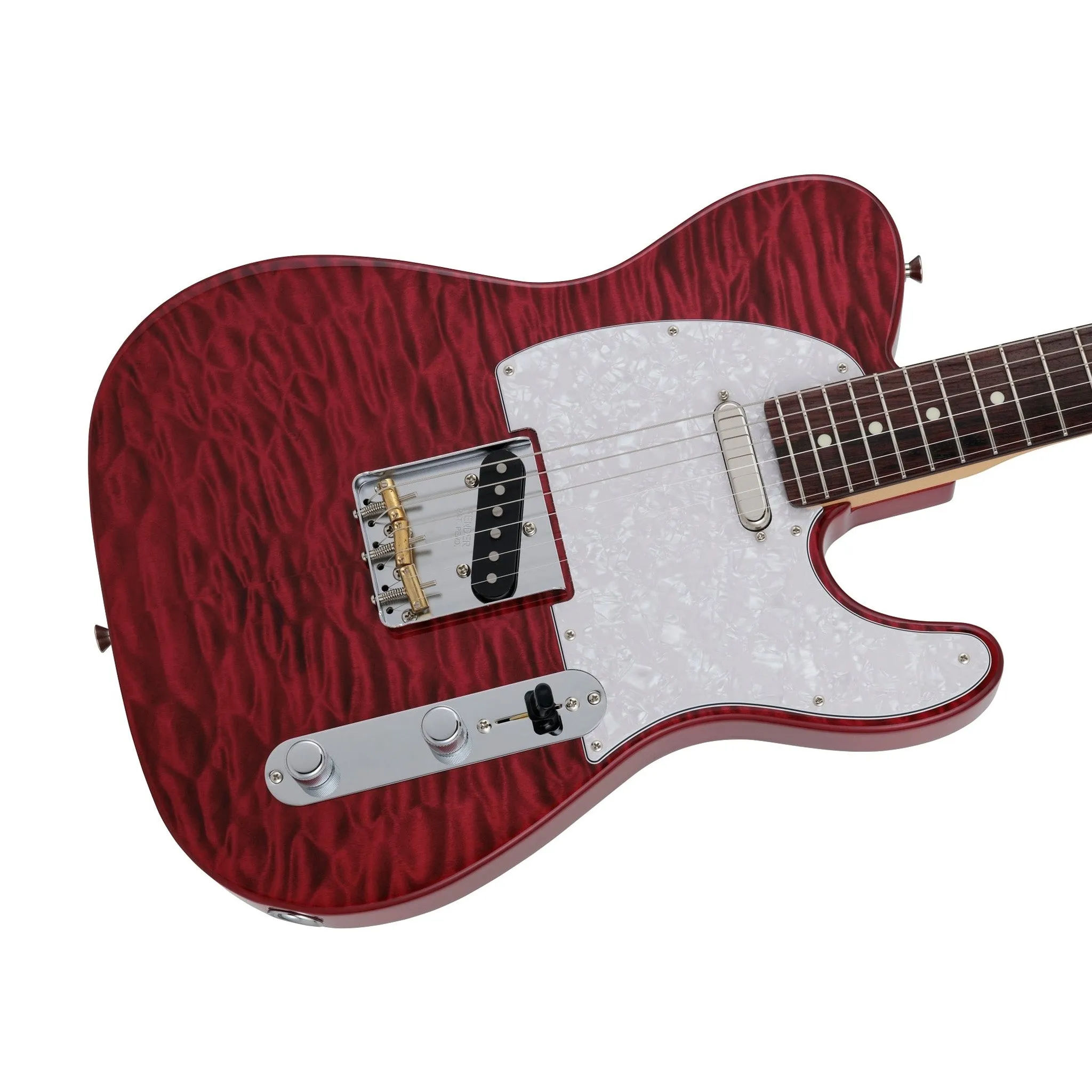 Fender Japan Hybrid II Telecaster Electric Guitar w/Quilt Maple Top, RW FB, Red Beryl