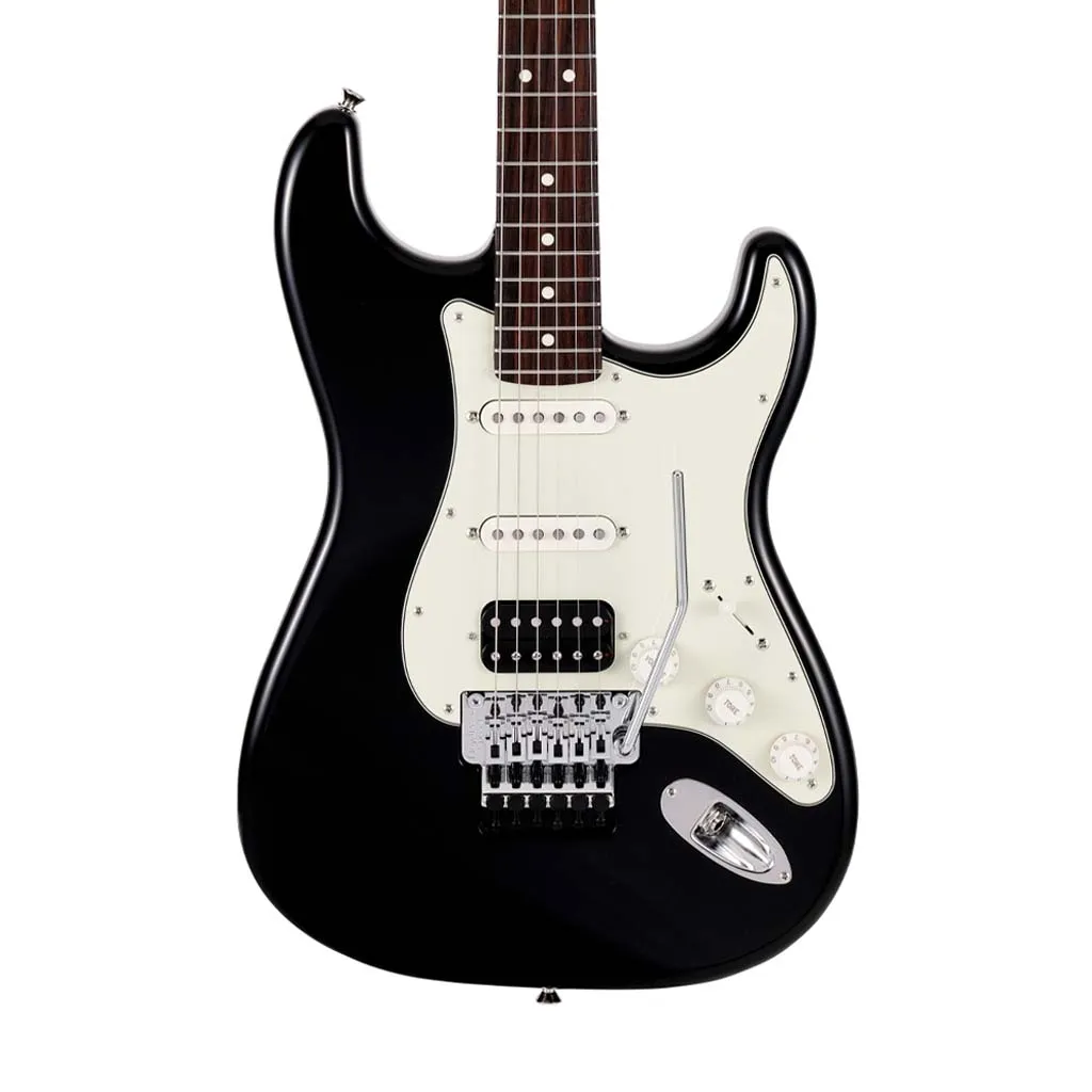 Fender Japan Ltd Ed Stratocaster Floyd Rose Electric Guitar, RW FB, Black