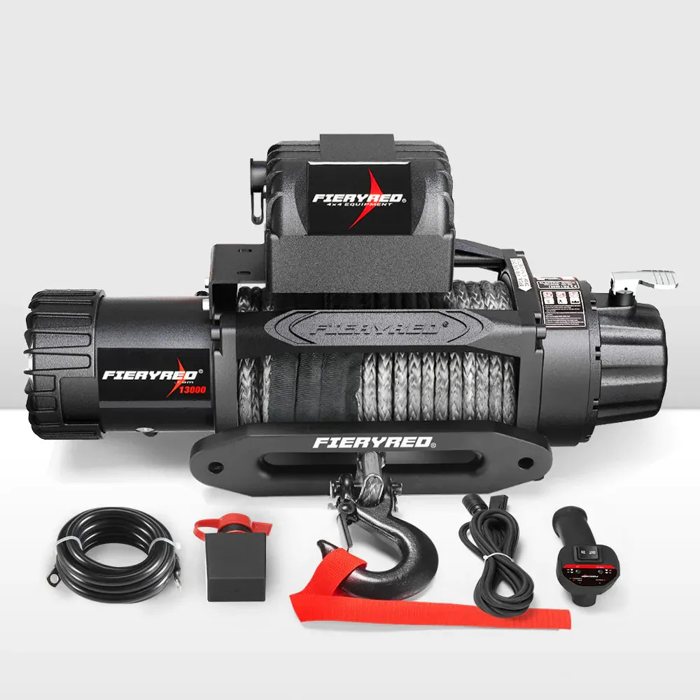 FIERYRED Electric Winch Synthetic Rope 12V 13000LBS