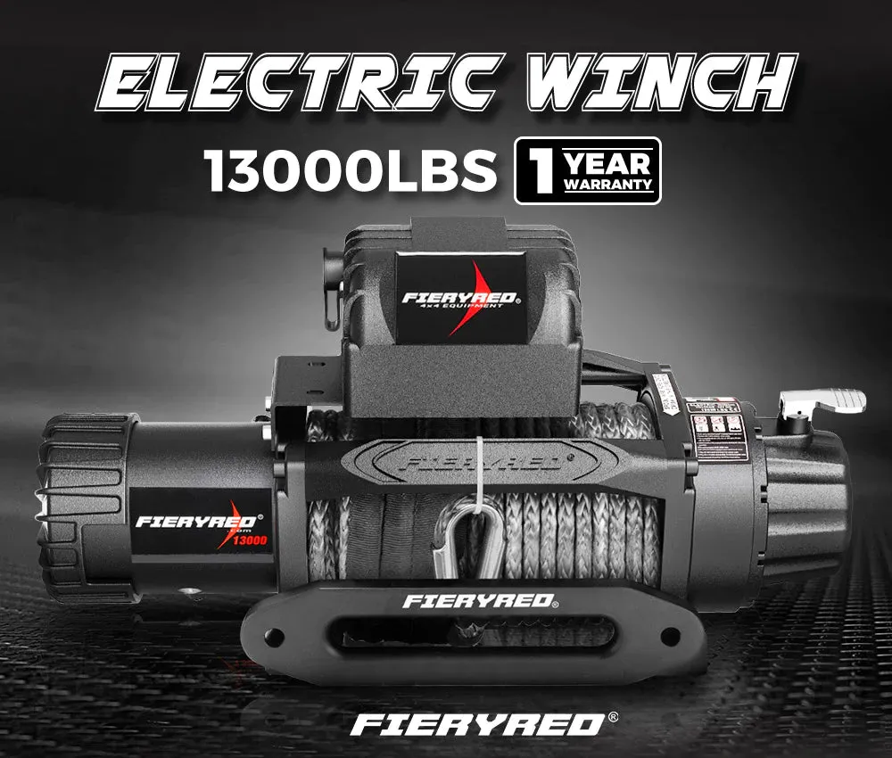 FIERYRED Electric Winch Synthetic Rope 12V 13000LBS