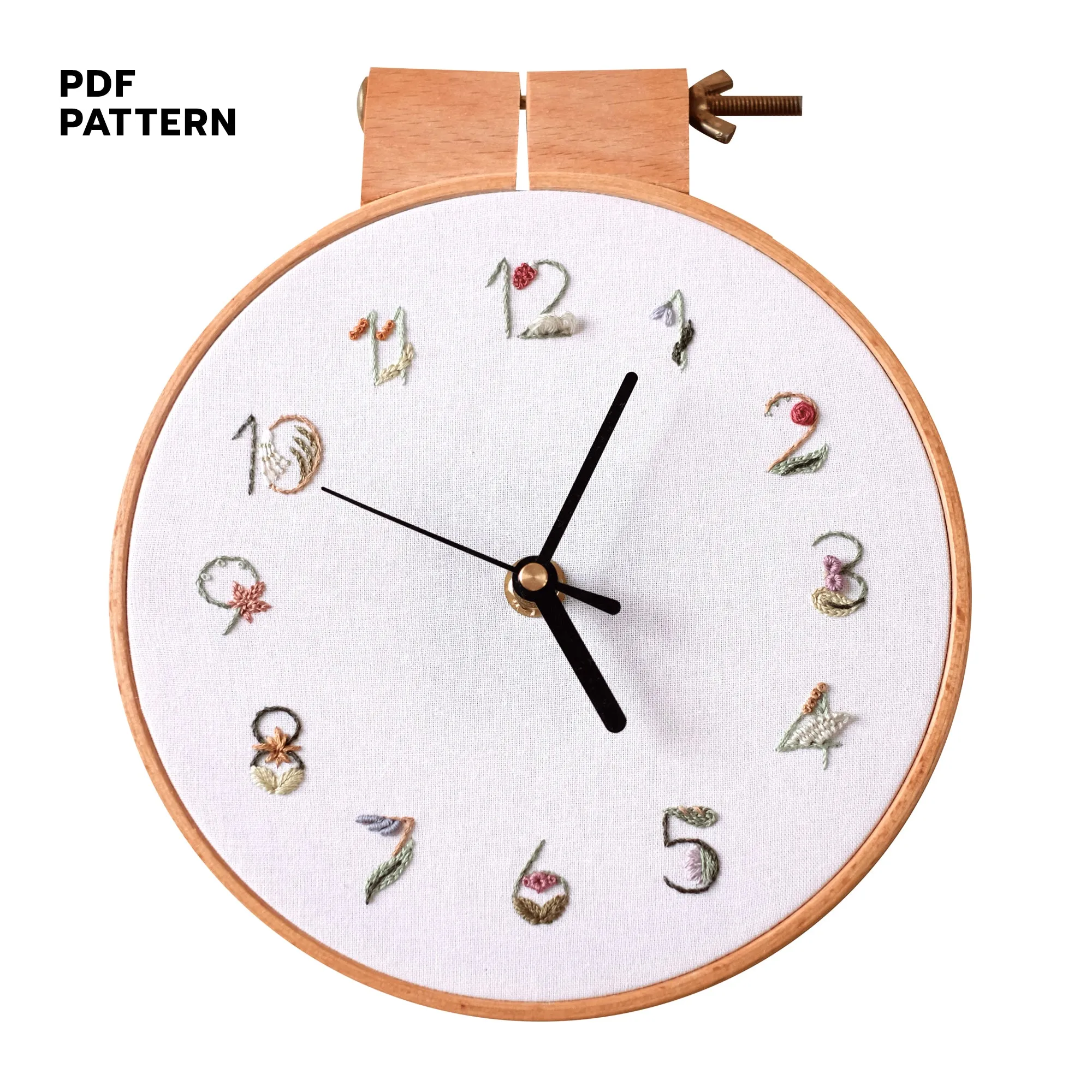 Floral Embroidery Clock - PDF Pattern