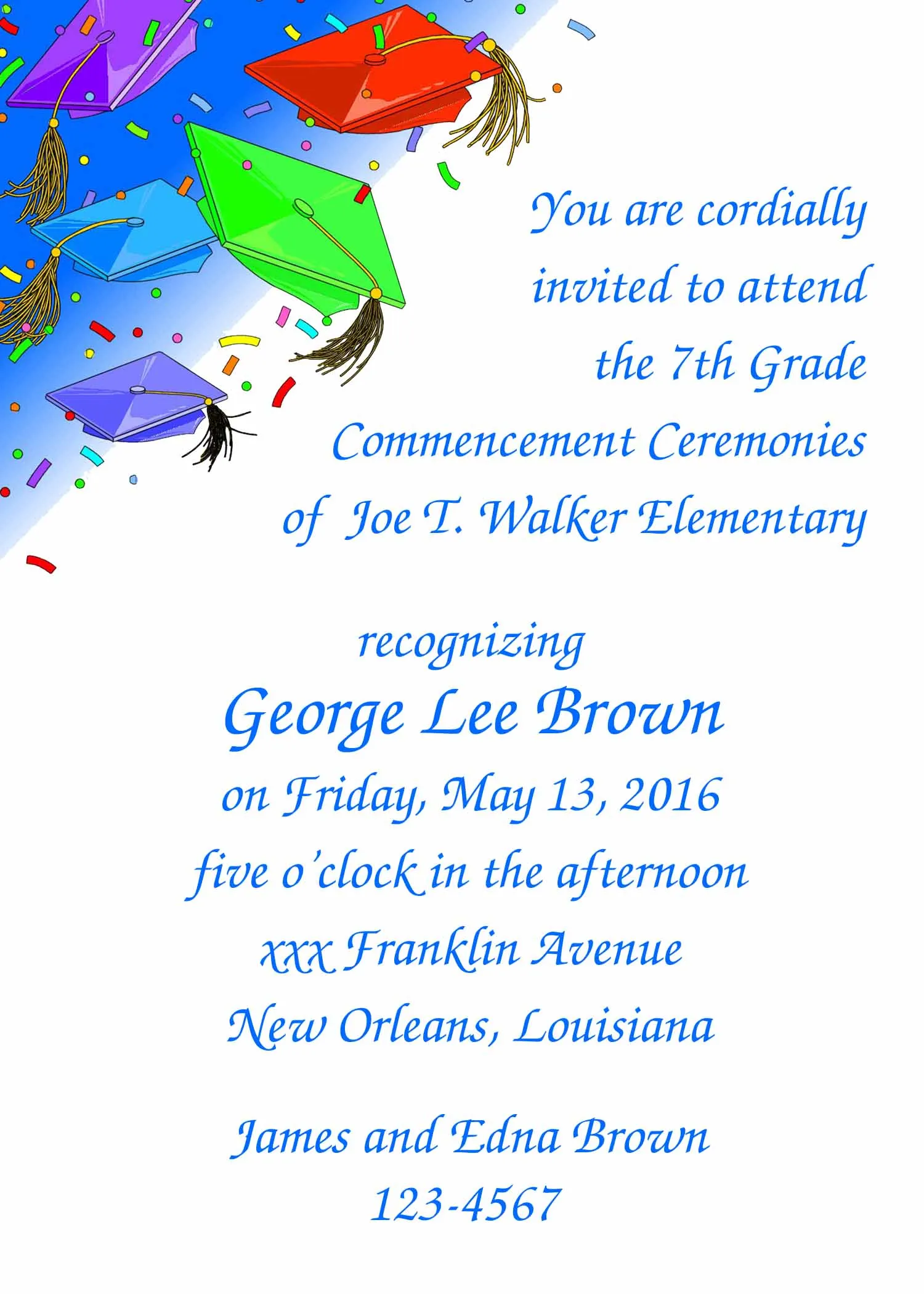 FLYING CAPS GRADUATION CUSTOM INVITATION