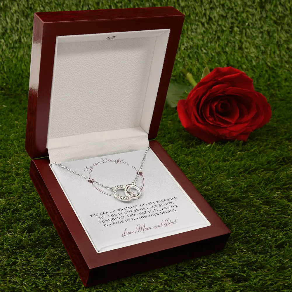 Follow your dreams-Perfect Pair Circle Necklace for Daughter, From Mom & Dad