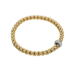 Fope Eka 18k Yellow and White Gold Flex'It Bracelet .19ctw - Small
