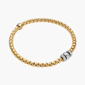 Fope Eka 18k Yellow and White Gold Flex'It Bracelet with Rhombus-set Diamonds .18ctw - Medium