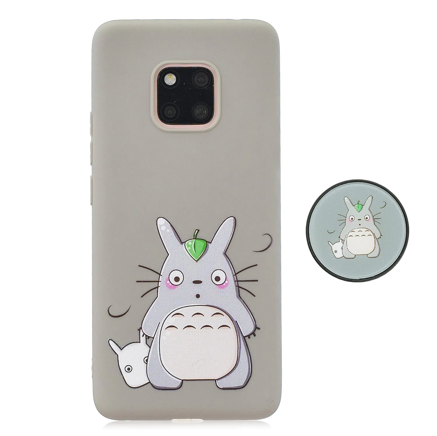 For HUAWEI MATE 20 pro Pure Color Phone Cover Cute Cartoon Phone Case Lightweight Soft TPU Phone Case with Matching Pattern Adjustable Bracket 4