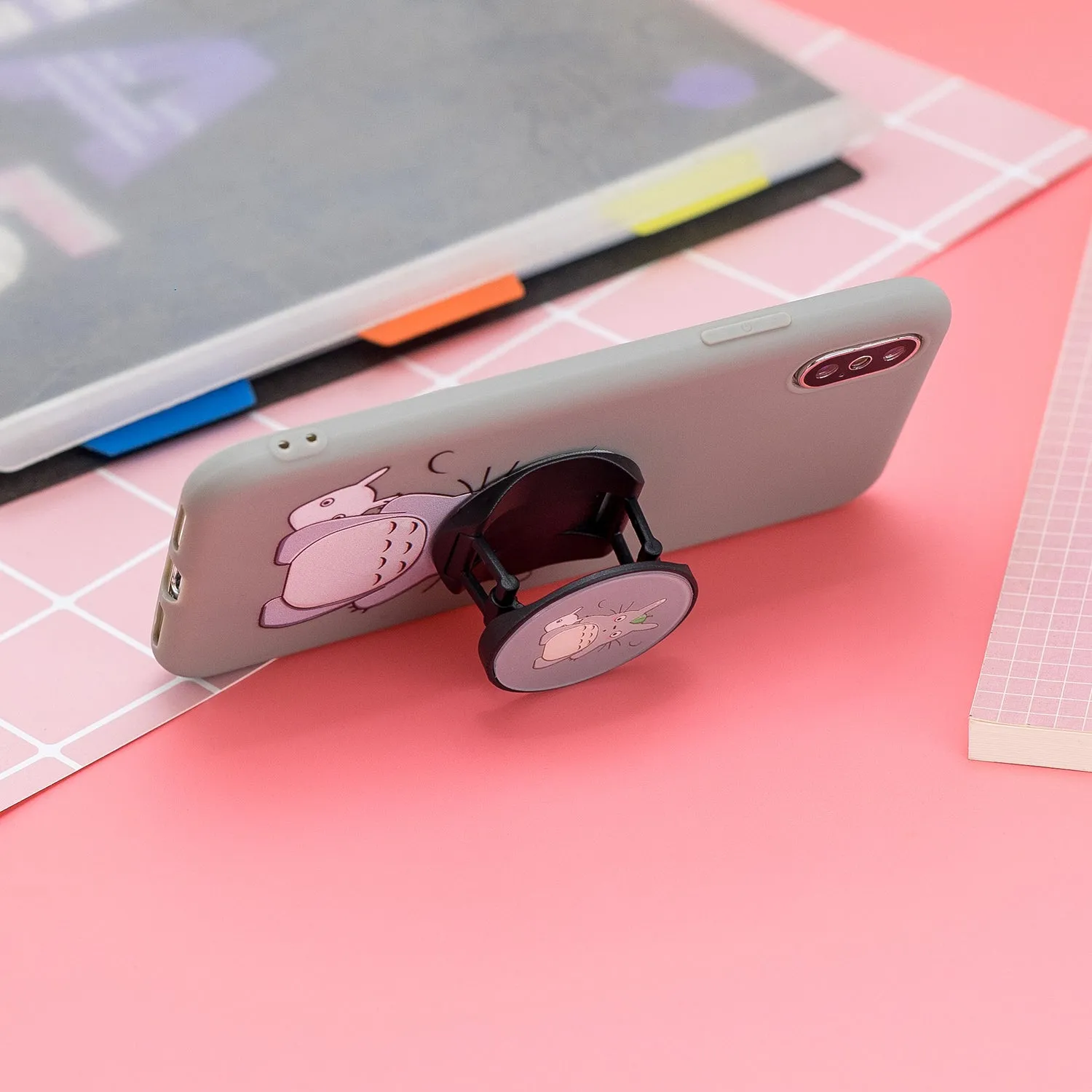 For HUAWEI MATE 20 pro Pure Color Phone Cover Cute Cartoon Phone Case Lightweight Soft TPU Phone Case with Matching Pattern Adjustable Bracket 4