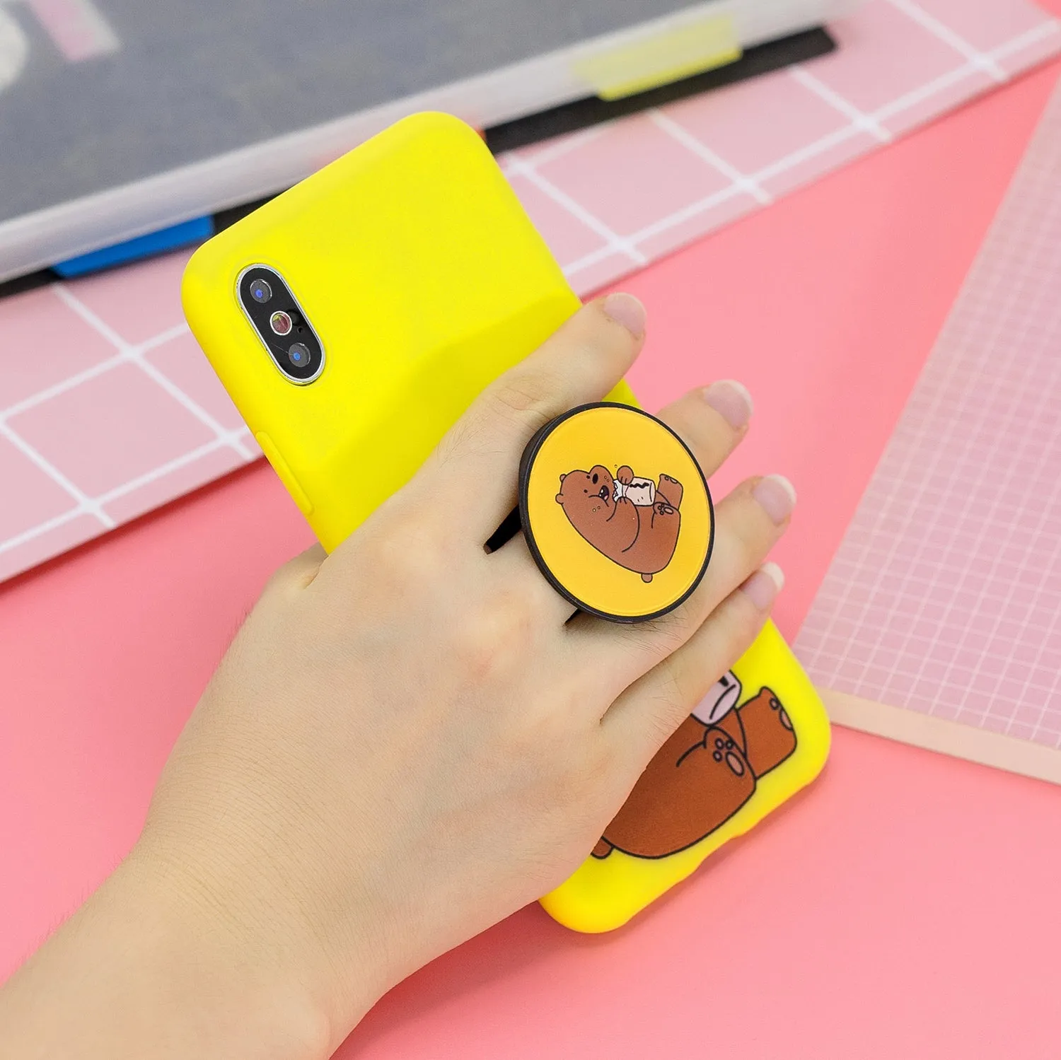 For HUAWEI MATE 20 pro Pure Color Phone Cover Cute Cartoon Phone Case Lightweight Soft TPU Phone Case with Matching Pattern Adjustable Bracket 8