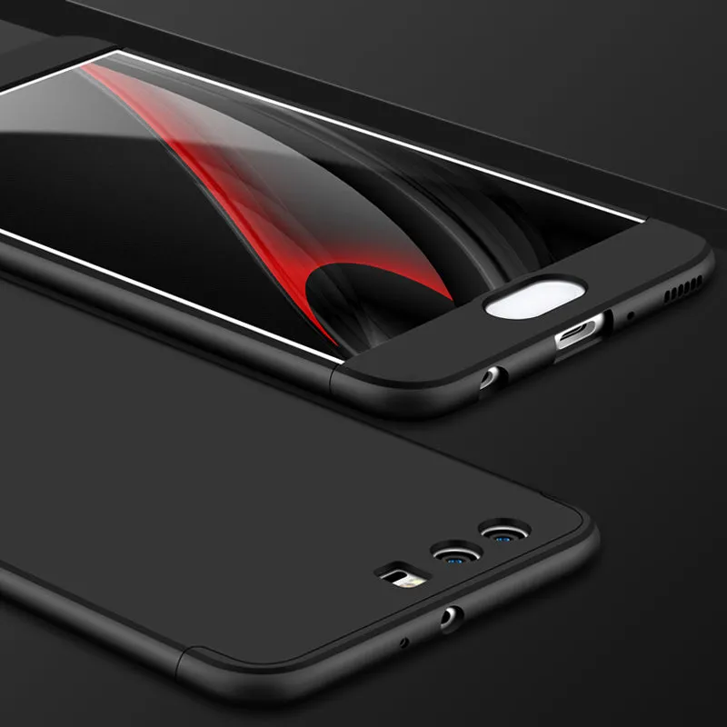 For HUAWEI P10 Plus Ultra Slim Back Cover Non-slip Shockproof 360 Degree Full Protective Case black