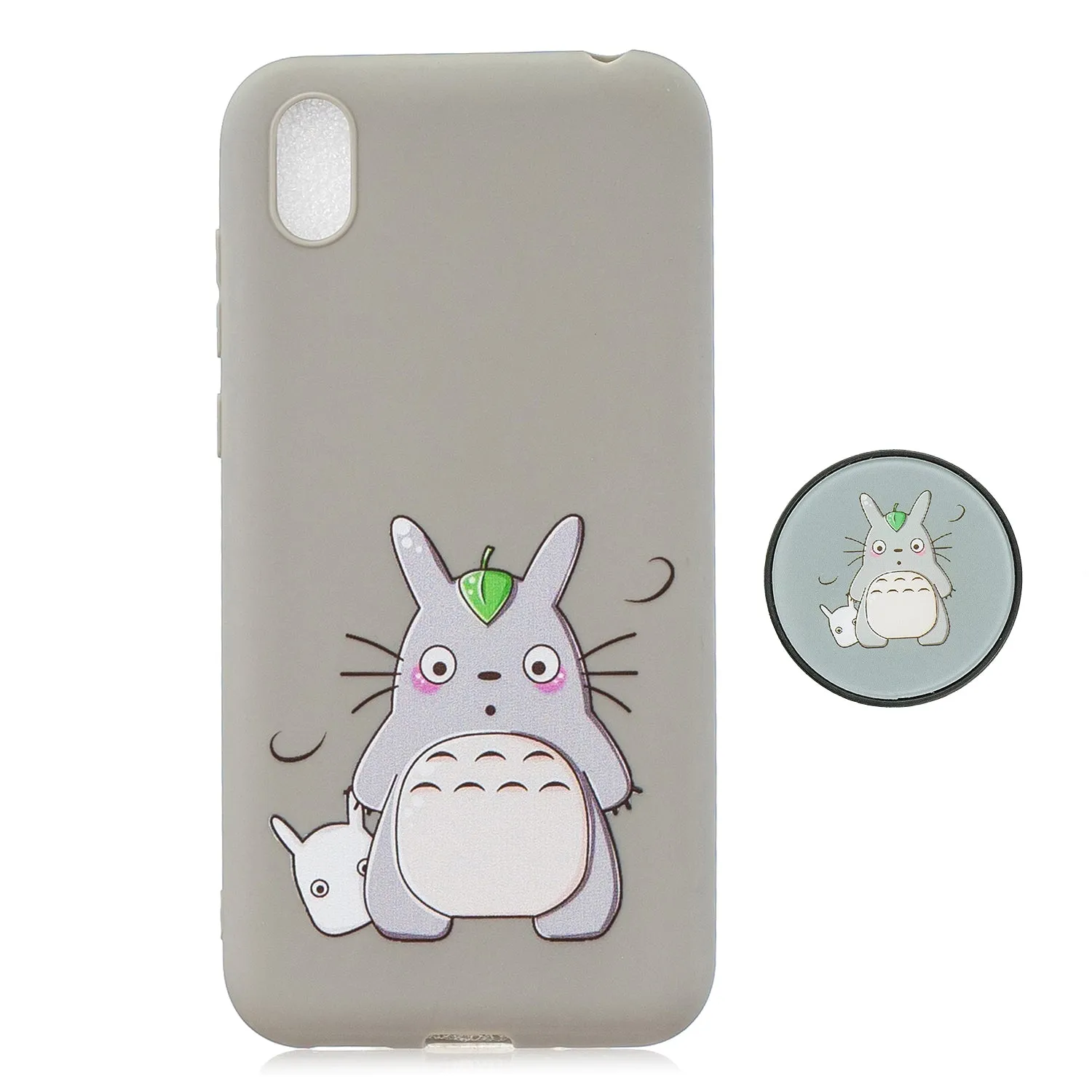 For HUAWEI Y5 2019  Lightweight Soft TPU Phone Case Pure Color Phone Cover Cute Cartoon Phone Case with Matching Pattern Adjustable Bracket 1