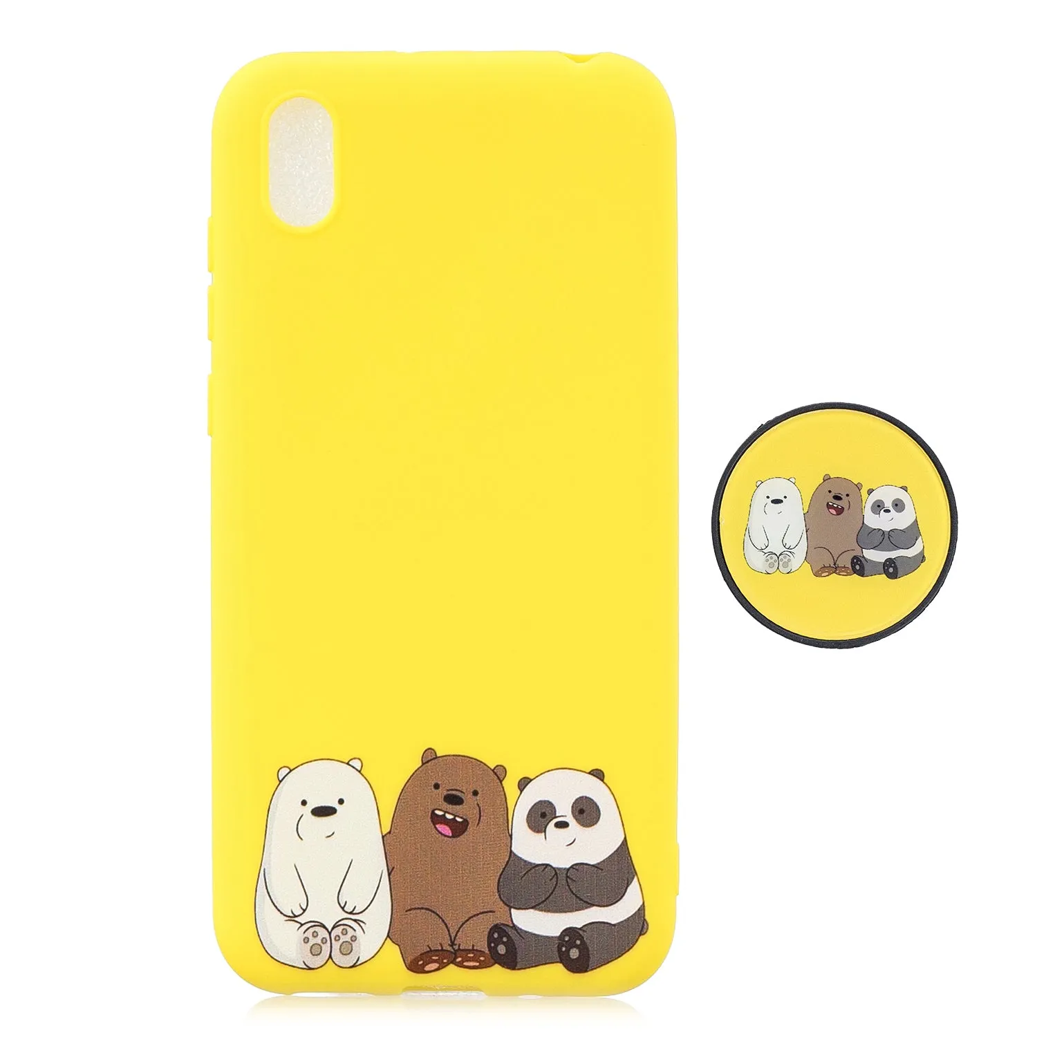 For HUAWEI Y5 2019  Lightweight Soft TPU Phone Case Pure Color Phone Cover Cute Cartoon Phone Case with Matching Pattern Adjustable Bracket 7