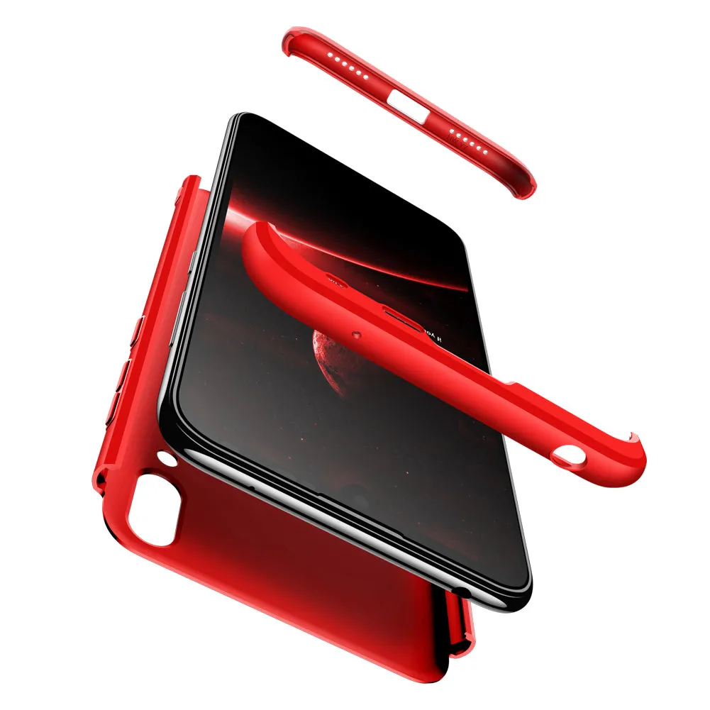 For HUAWEI Y7 pro 2019 Ultra Slim PC Back Cover Non-slip Shockproof 360 Degree Full Protective Case red