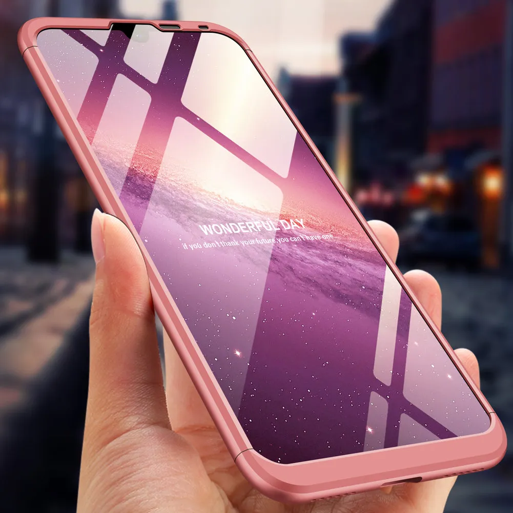 For HUAWEI Y7 pro 2019 Ultra Slim PC Back Cover Non-slip Shockproof 360 Degree Full Protective Case Rose gold