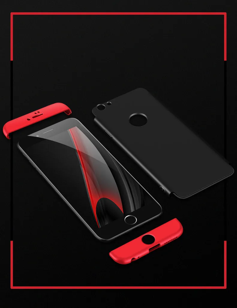 For iPhone 6/6S 3 in 1 360 Degree Non-slip Shockproof Full Protective Case Golden