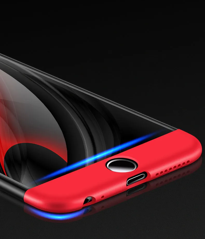 For iPhone 6/6S plus Slim 3 in 1 Hybrid Hard Case Full Body 360 Degree Protection Back Cover  Red black red