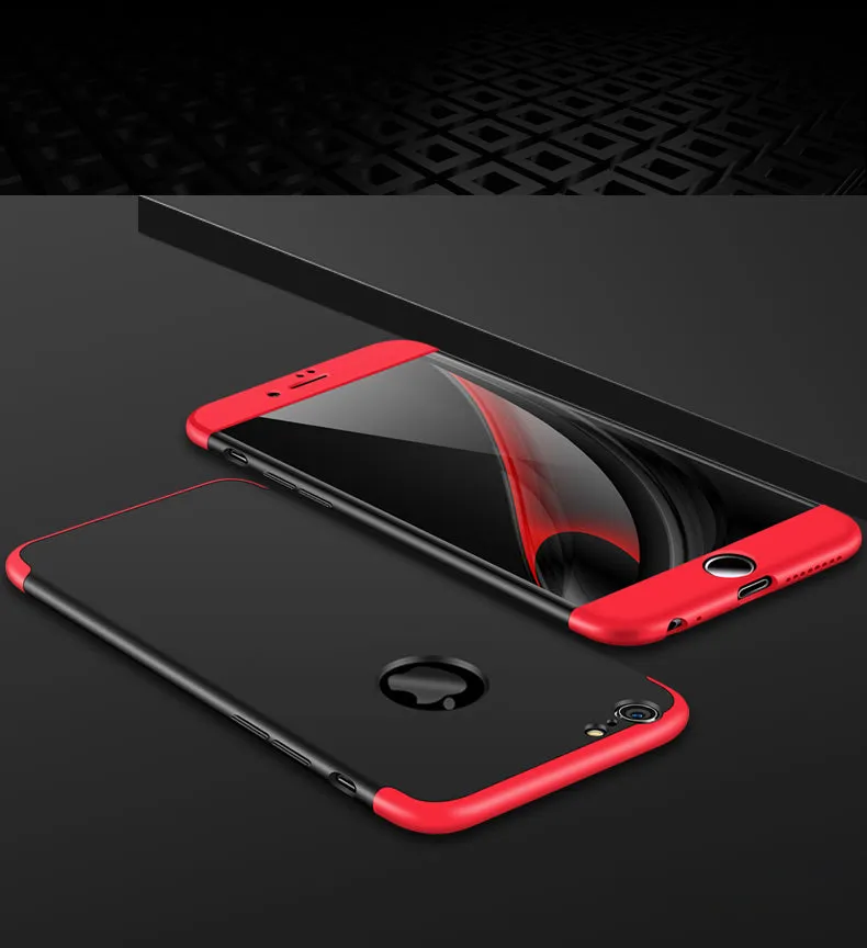 For iPhone 6/6S plus Slim 3 in 1 Hybrid Hard Case Full Body 360 Degree Protection Back Cover  Red black red