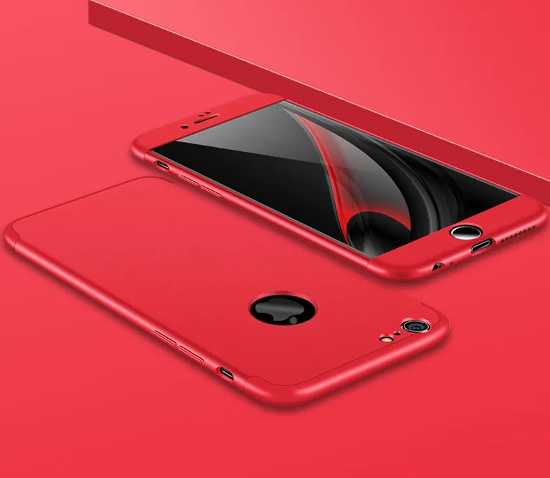 For iPhone 6/6S plus Slim 3 in 1 Hybrid Hard Case Full Body 360 Degree Protection Back Cover  Red black red