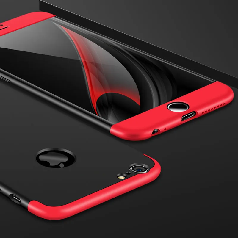 For iPhone 6/6S plus Slim 3 in 1 Hybrid Hard Case Full Body 360 Degree Protection Back Cover  Red black red