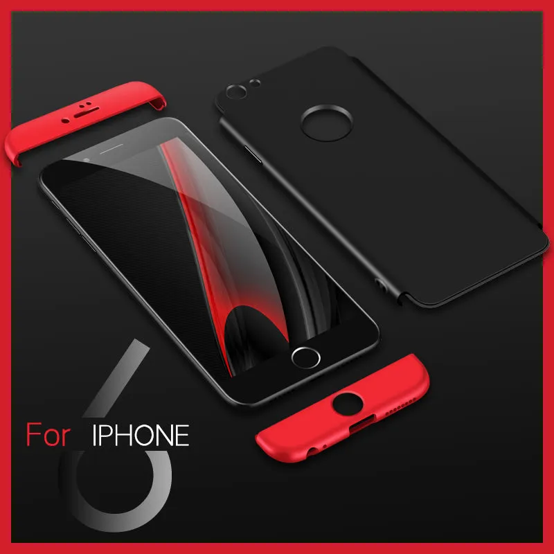 For iPhone 6/6S plus Slim 3 in 1 Hybrid Hard Case Full Body 360 Degree Protection Back Cover  Red black red