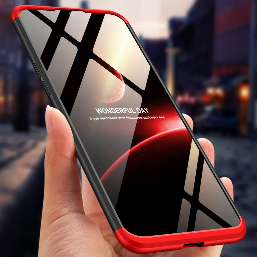 For ONE PLUS 6T 3 in 1 360 Degree Non-slip Shockproof Full Protective Case Red black red_ONE PLUS 6T