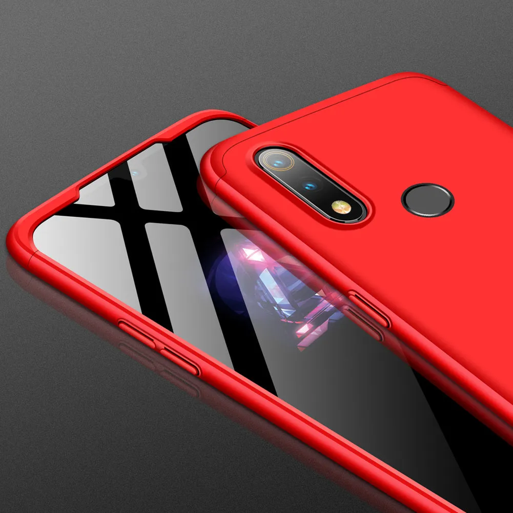 For Oppo Realme 3 pro Ultra Slim PC Back Cover Non-slip Shockproof 360 Degree Full Protective Case red