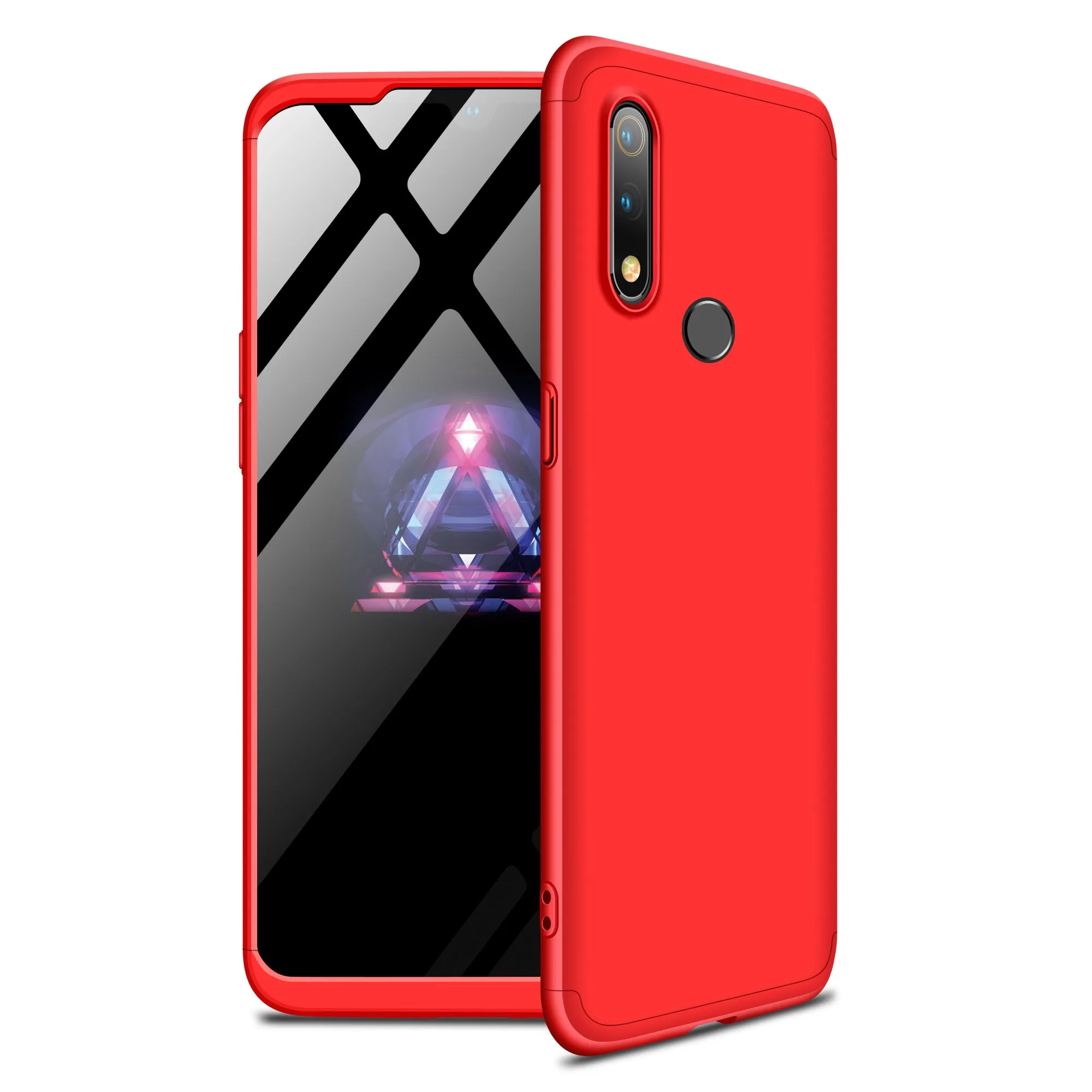 For Oppo Realme 3 pro Ultra Slim PC Back Cover Non-slip Shockproof 360 Degree Full Protective Case red