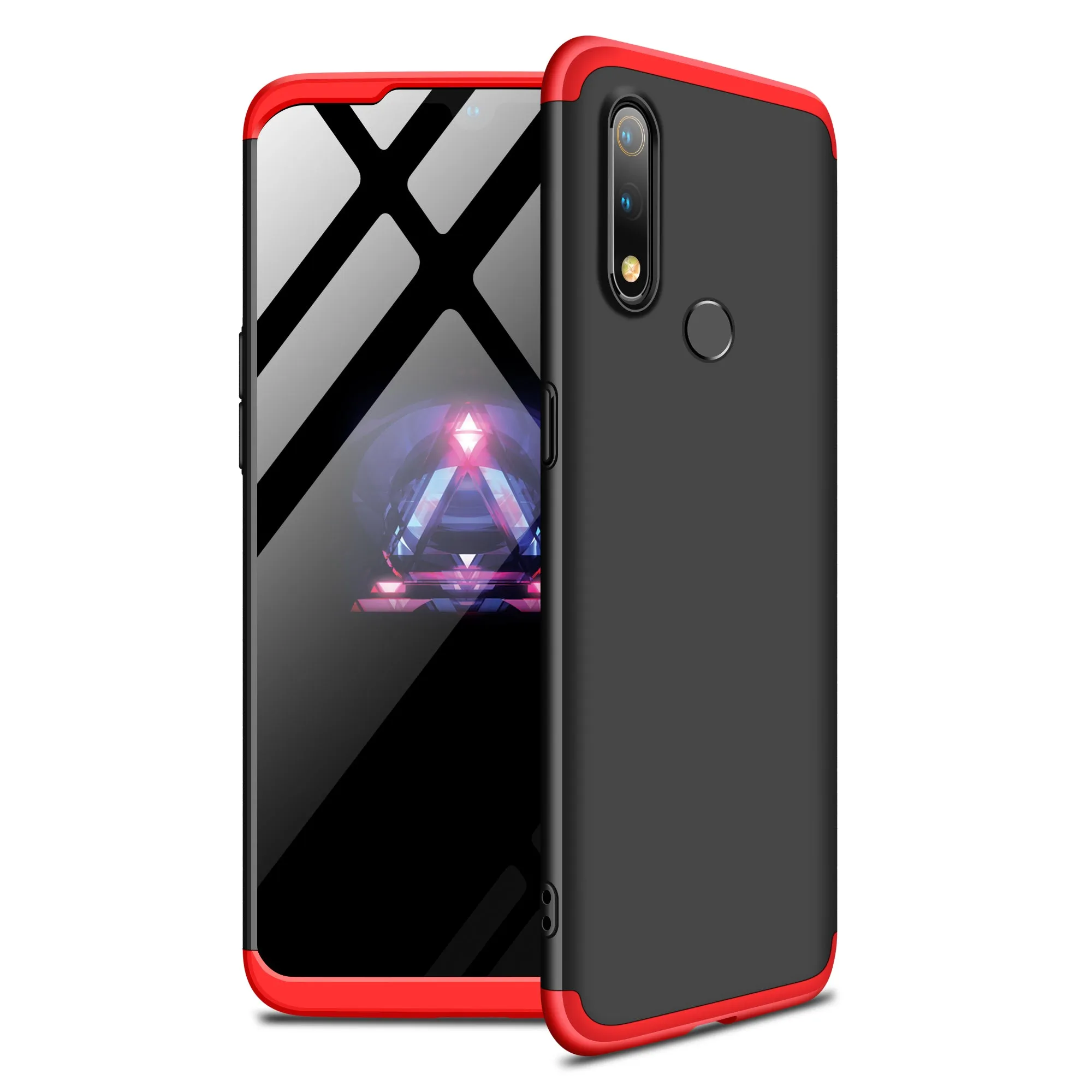 For Oppo Realme 3 pro Ultra Slim PC Back Cover Non-slip Shockproof 360 Degree Full Protective Case red