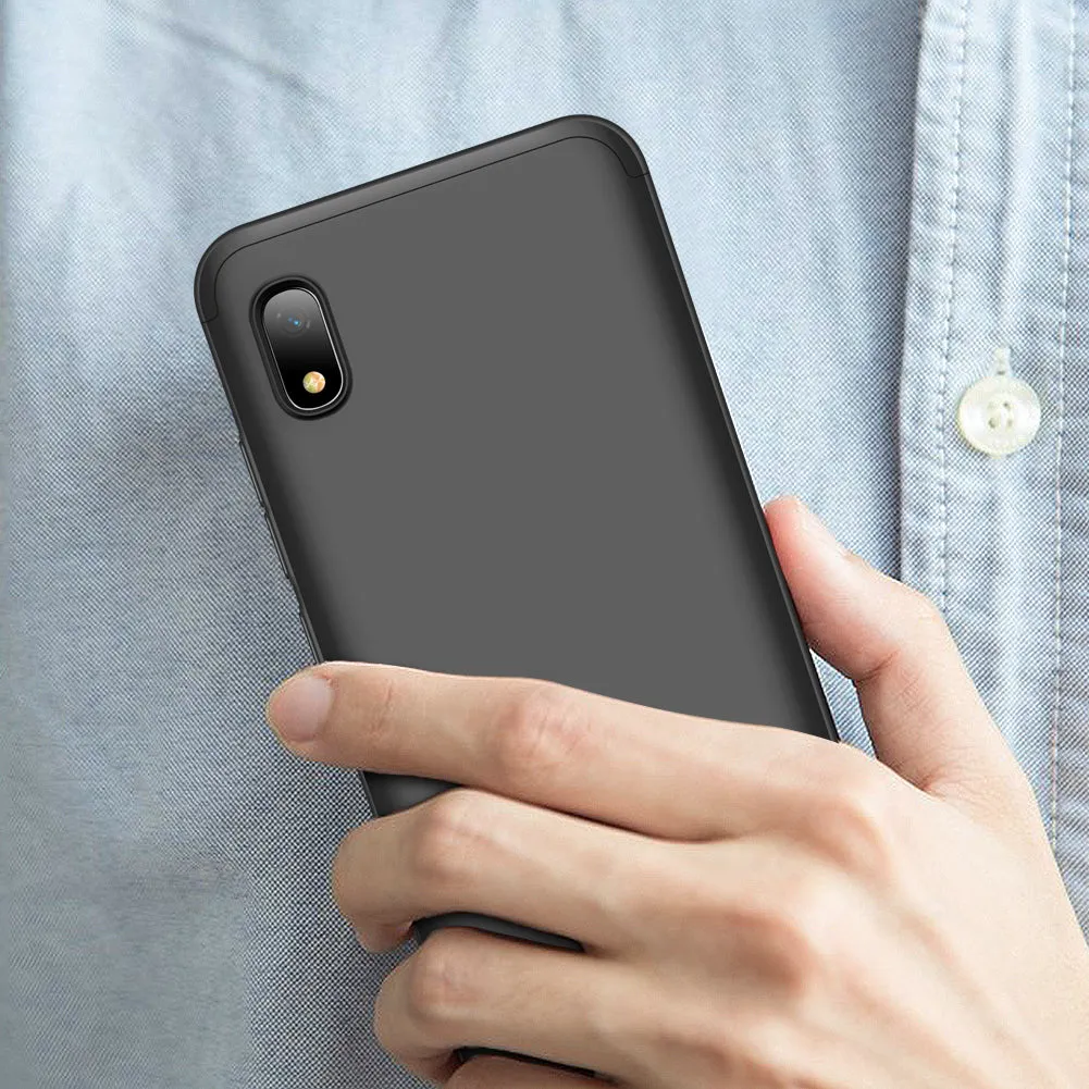 For Samsung A10 Ultra Slim PC Back Cover Non-slip Shockproof 360 Degree Full Protective Case black