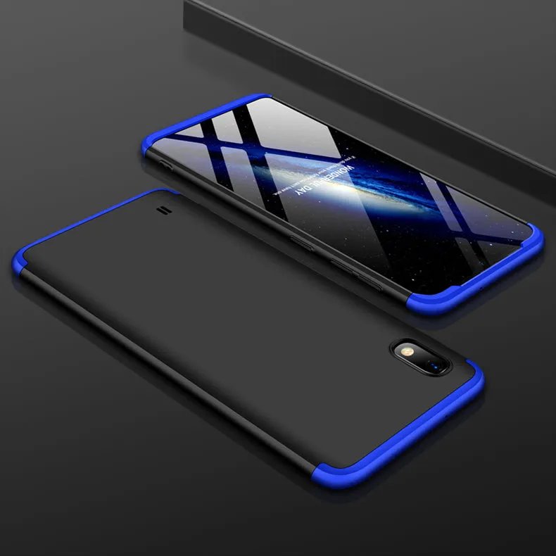 For Samsung A10 Ultra Slim PC Back Cover Non-slip Shockproof 360 Degree Full Protective Case Blue black blue