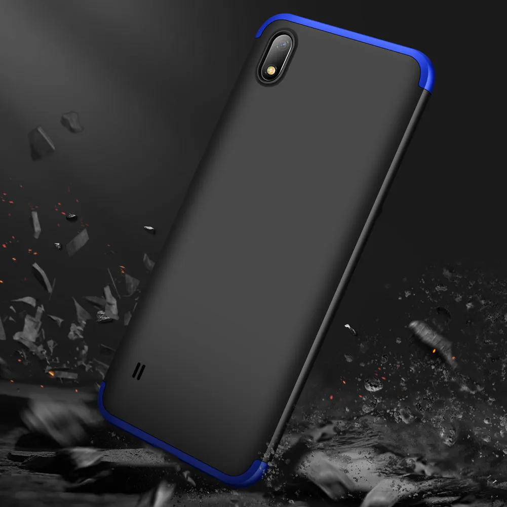 For Samsung A10 Ultra Slim PC Back Cover Non-slip Shockproof 360 Degree Full Protective Case Blue black blue