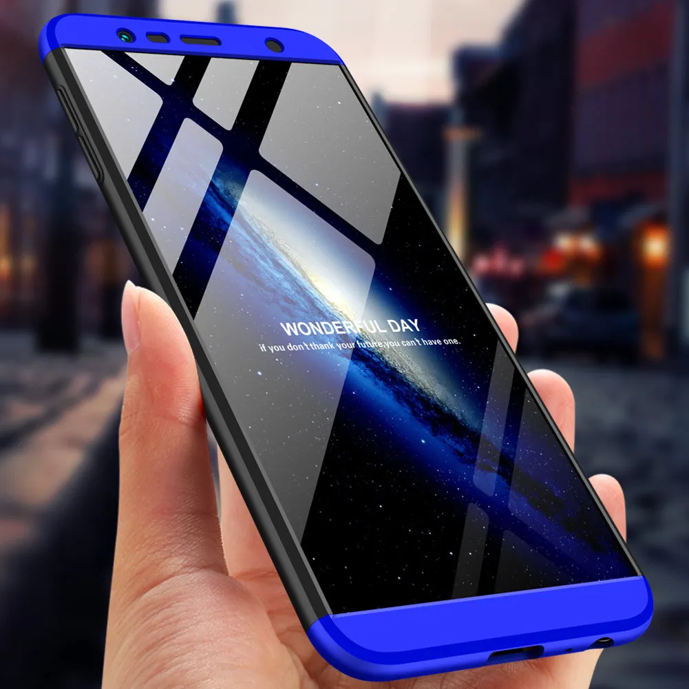 For Samsung J4 Plus/ J4 Prime 3 in 1 360 Degree Non-slip Shockproof Full Protective Case Blue black blue_Samsung J4 Plus/ J4 Prime