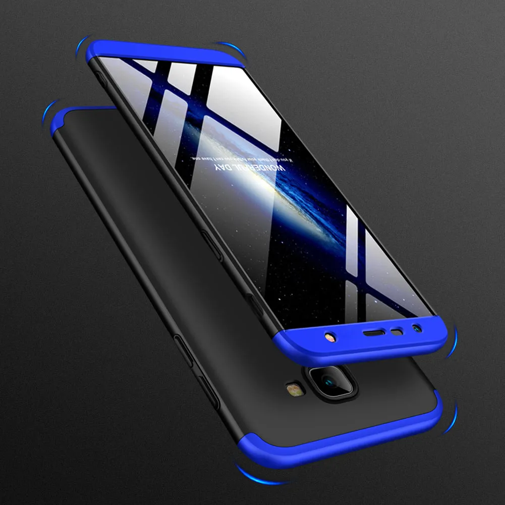 For Samsung J4 Plus/ J4 Prime 3 in 1 360 Degree Non-slip Shockproof Full Protective Case Blue black blue_Samsung J4 Plus/ J4 Prime