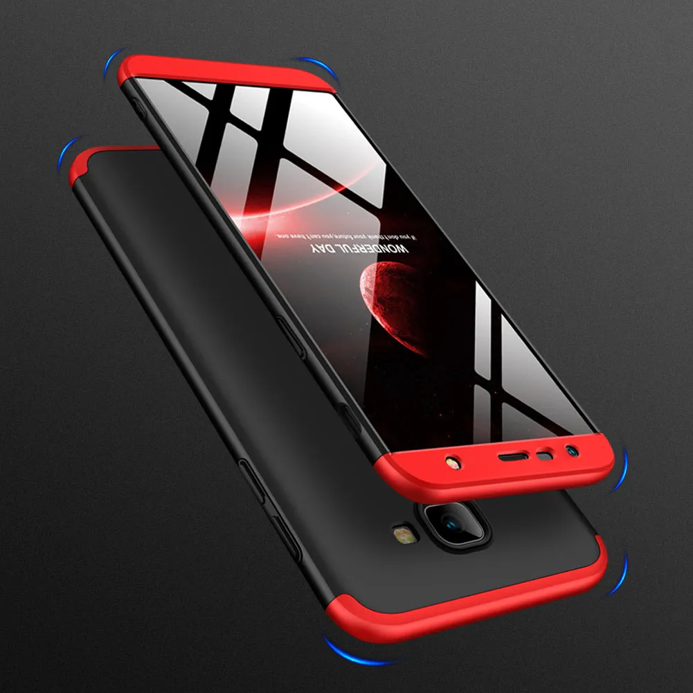 For Samsung J4 Plus/ J4 Prime 3 in 1 360 Degree Non-slip Shockproof Full Protective Case Red black red_Samsung J4 Plus/ J4 Prime