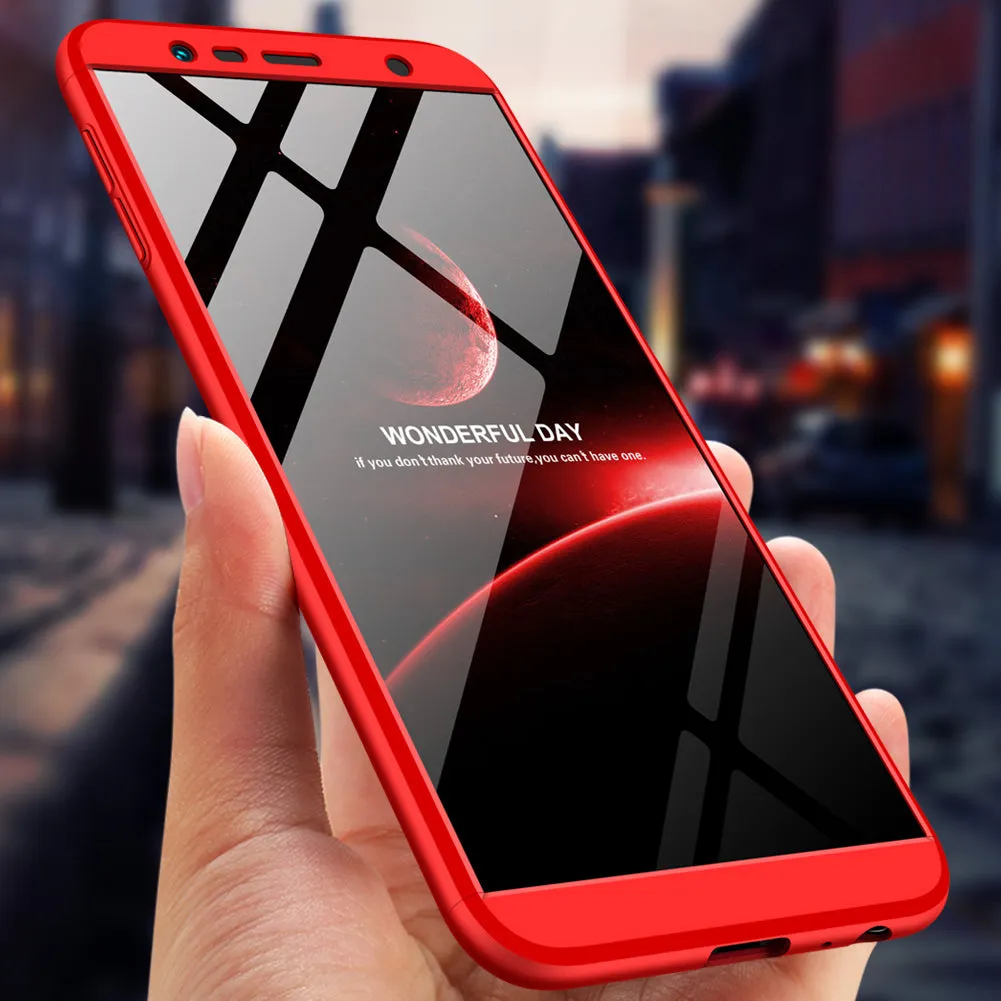 For Samsung J4 Plus/ J4 Prime 3 in 1 360 Degree Non-slip Shockproof Full Protective Case red_Samsung J4 Plus/ J4 Prime